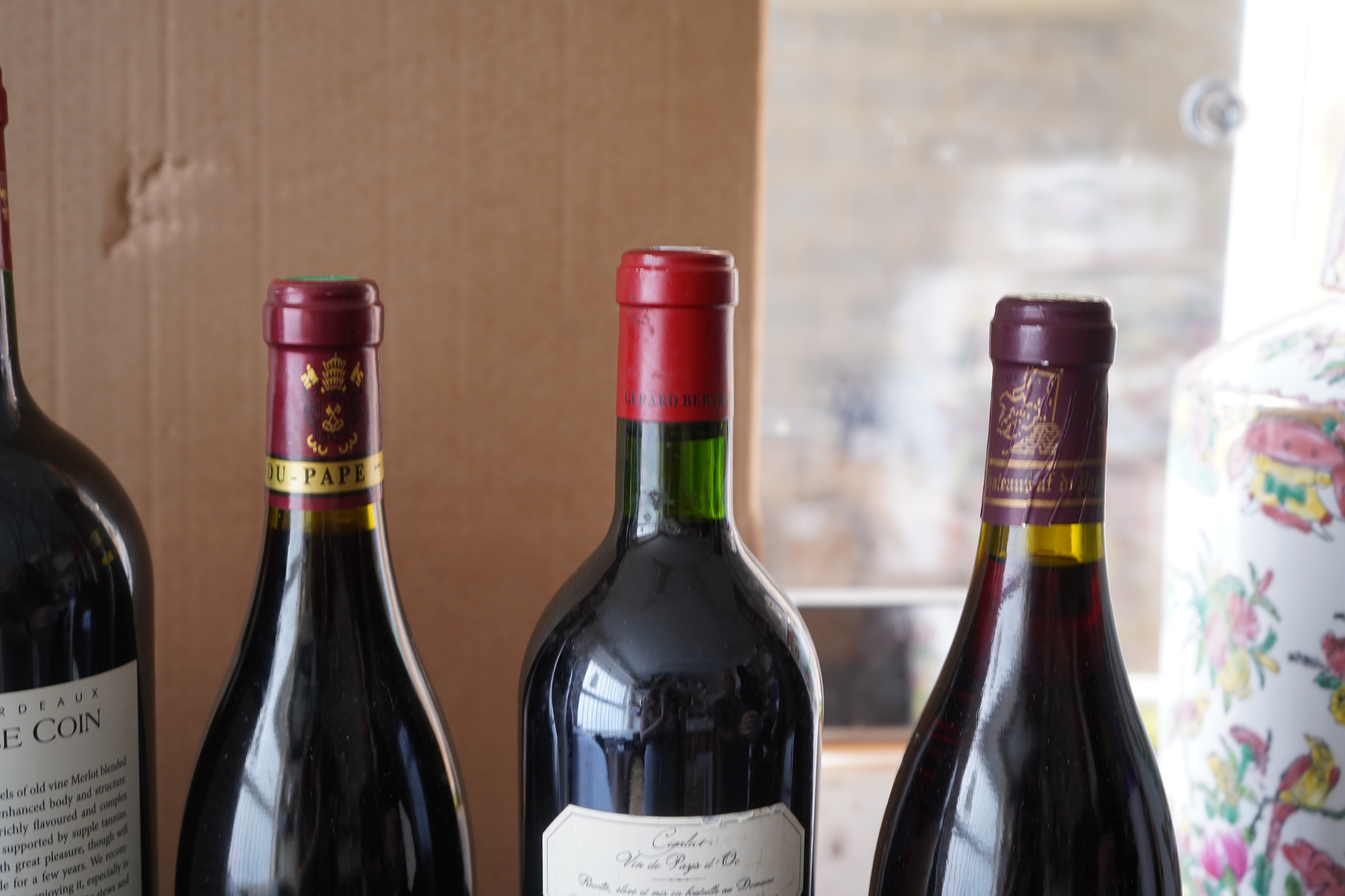 A Magnum of 2014 Chateau Le Coin Bordeaux, three bottles of 1998 Gerard Bertrand Cigalus and five others.